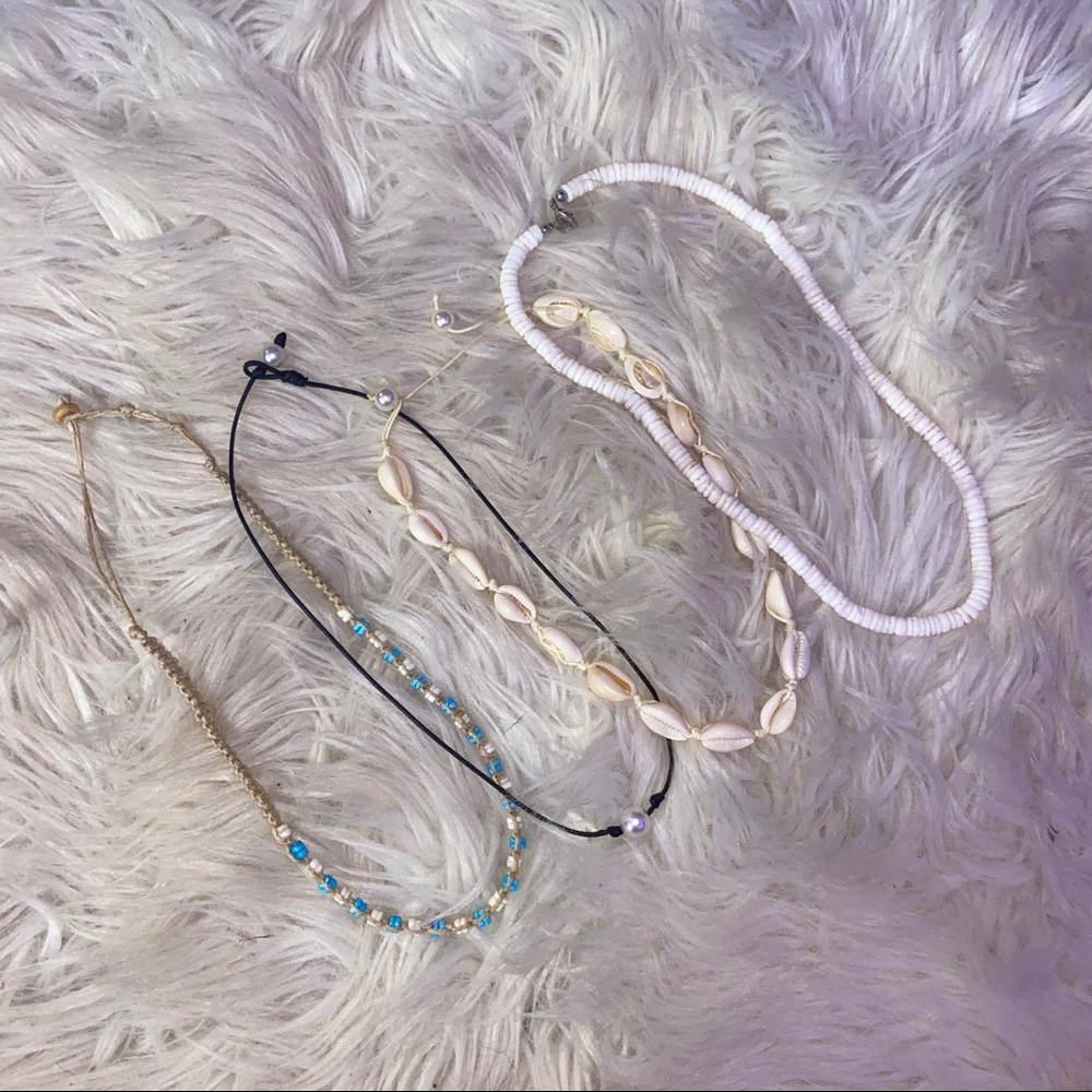 necklace bundle - cowrie shell, puka shell, pearl
